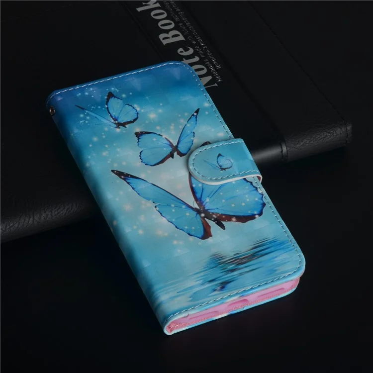 Pattern Printing Wallet Stand Leather Folio Casing for iPhone X/10 5.8 inch - Blue Butterfly