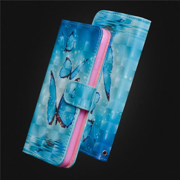 Pattern Printing Wallet Stand Leather Folio Casing for iPhone X/10 5.8 inch - Blue Butterfly