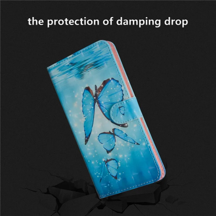 Pattern Printing Wallet Stand Leather Folio Casing for iPhone X/10 5.8 inch - Blue Butterfly