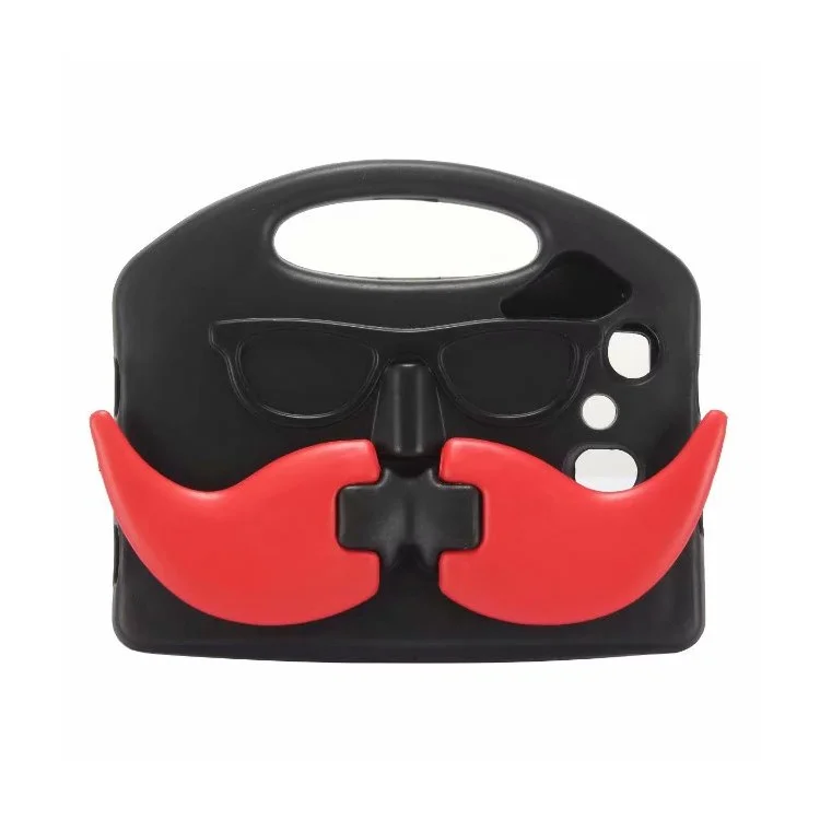 Moustache Pattern Shockproof Kids Friendly EVA Case with Kickstand for iPad Mini 4/3/2/1 - Black