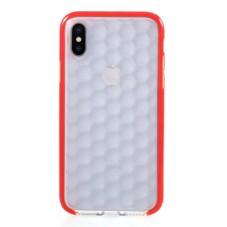 Bi-color Hexagon Texture Drop-proof TPU Phone Case for iPhone X - Red
