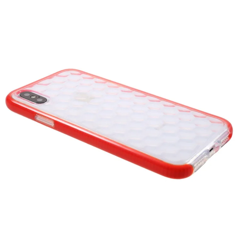 Bi-color Hexagon Texture Drop-proof TPU Phone Case for iPhone X - Red