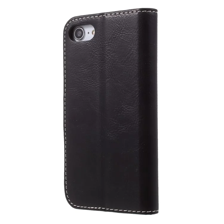KAIYUE Genuine Leather Wallet Stand Phone Shell for iPhone 8/7 4.7 inch - Black