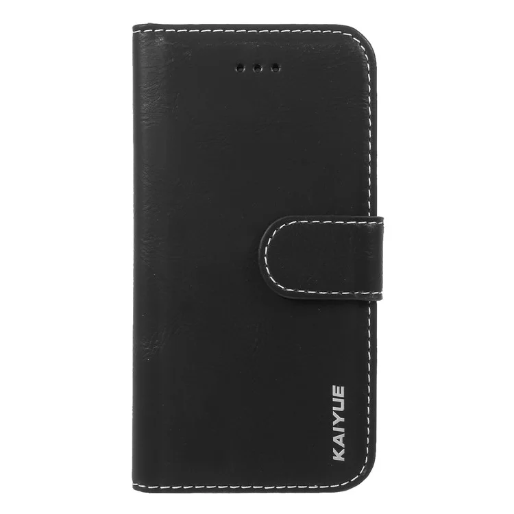KAIYUE Genuine Leather Wallet Stand Phone Shell for iPhone 8/7 4.7 inch - Black