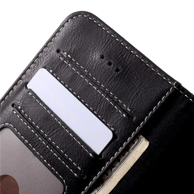 KAIYUE Genuine Leather Wallet Stand Phone Shell for iPhone 8/7 4.7 inch - Black