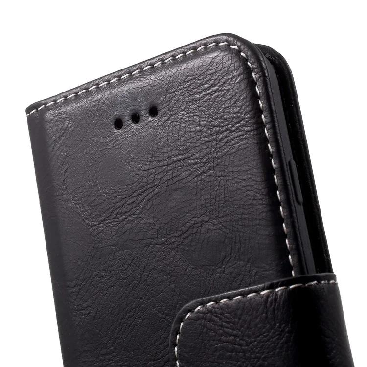 KAIYUE Genuine Leather Wallet Stand Phone Shell for iPhone 8/7 4.7 inch - Black
