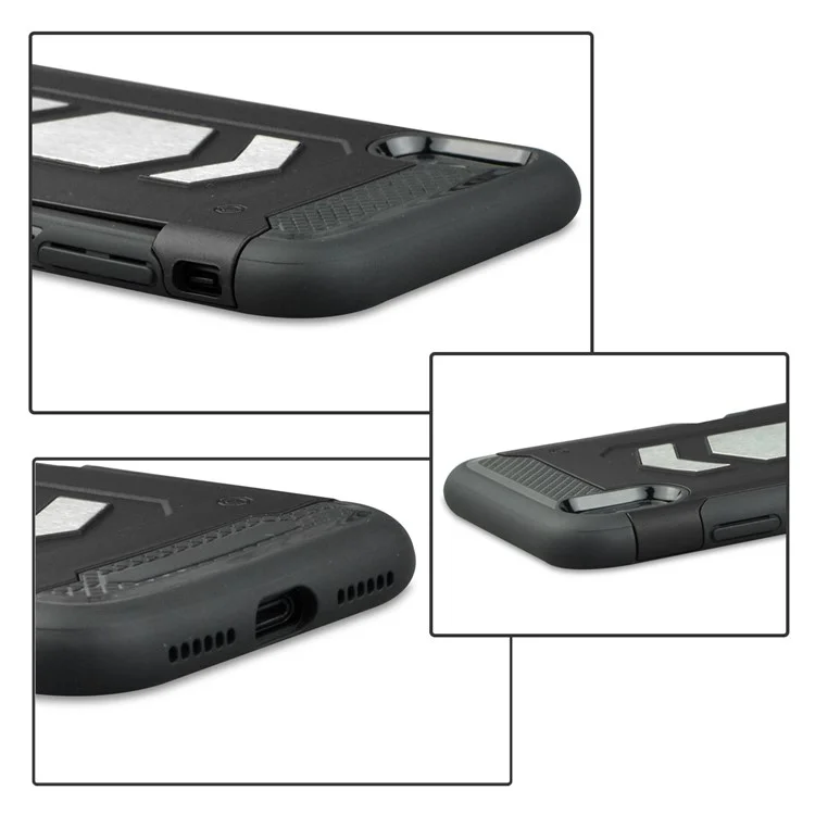 PC + TPU Combo Card Holder Casing with Kickstand for iPhone X - Black