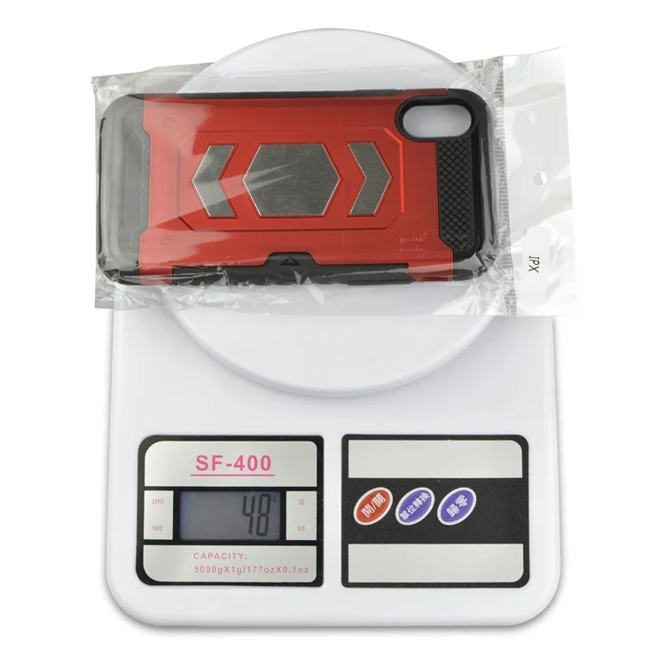 PC + TPU Combo Card Holder Casing with Kickstand for iPhone X - Black