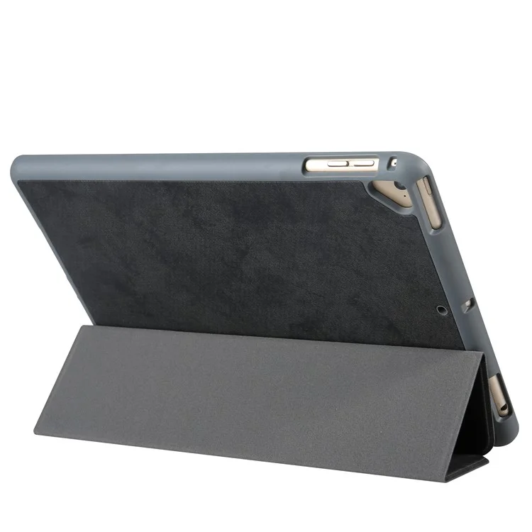 Tri-fold Stand Smart Leather Tablet Case with Pen Slot for iPad 9.7-inch (2018) - Black