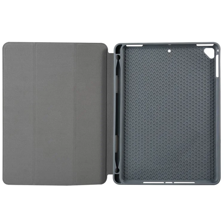 Tri-fold Stand Smart Leather Tablet Case with Pen Slot for iPad 9.7-inch (2018) - Black
