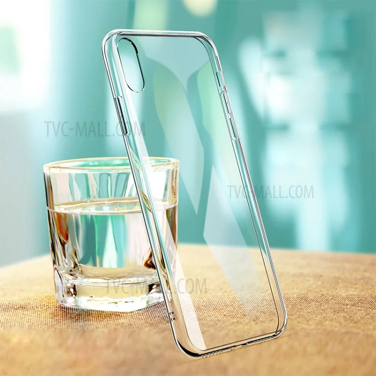 CAFELE Tempered Glass Back + Soft TPU Edges Case for iPhone X - Black