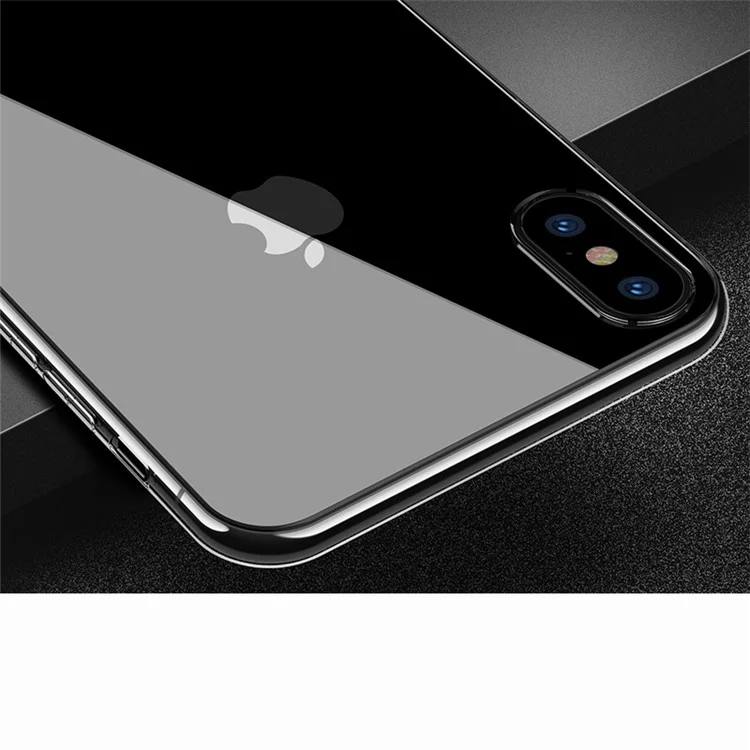 CAFELE Tempered Glass Back + Soft TPU Edges Case for iPhone X - Black