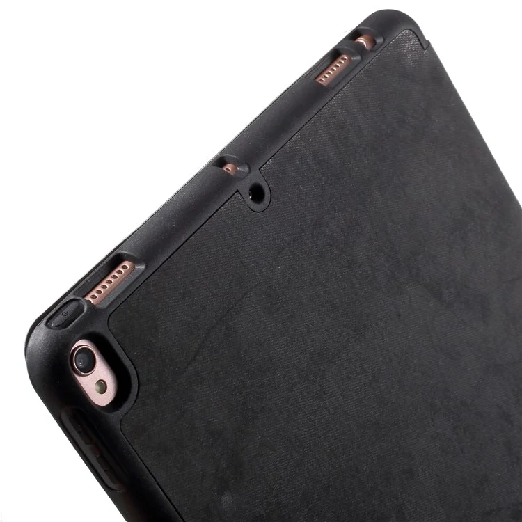 Retro Tri-fold Stand Leather Tablet Case with Pen Slot for iPad Pro 10.5-inch (2017) - Black