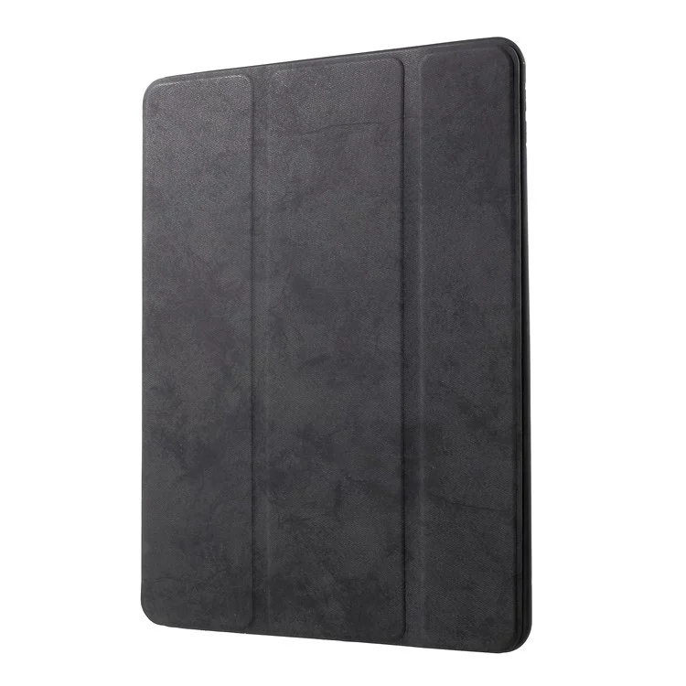 Retro Tri-fold Stand Leather Tablet Case with Pen Slot for iPad Pro 10.5-inch (2017) - Black