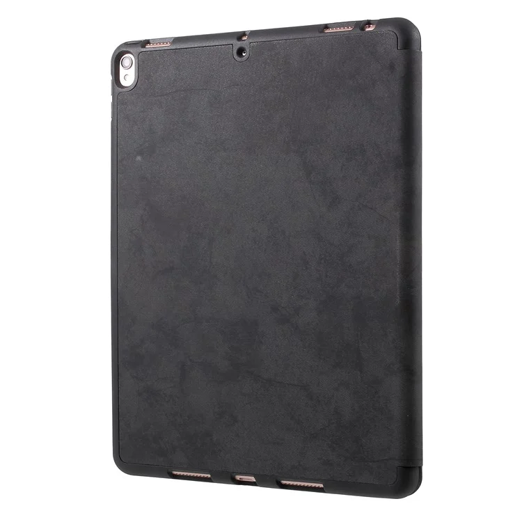 Retro Tri-fold Stand Leather Tablet Case with Pen Slot for iPad Pro 10.5-inch (2017) - Black