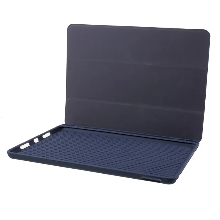 Coffret À Comprimé Smart Tri-pli En Cuir Simple Avant Pour IPad Pro 10,5 Pouces (2017) - Bleu Foncé