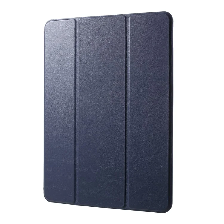 Coffret À Comprimé Smart Tri-pli En Cuir Simple Avant Pour IPad Pro 10,5 Pouces (2017) - Bleu Foncé