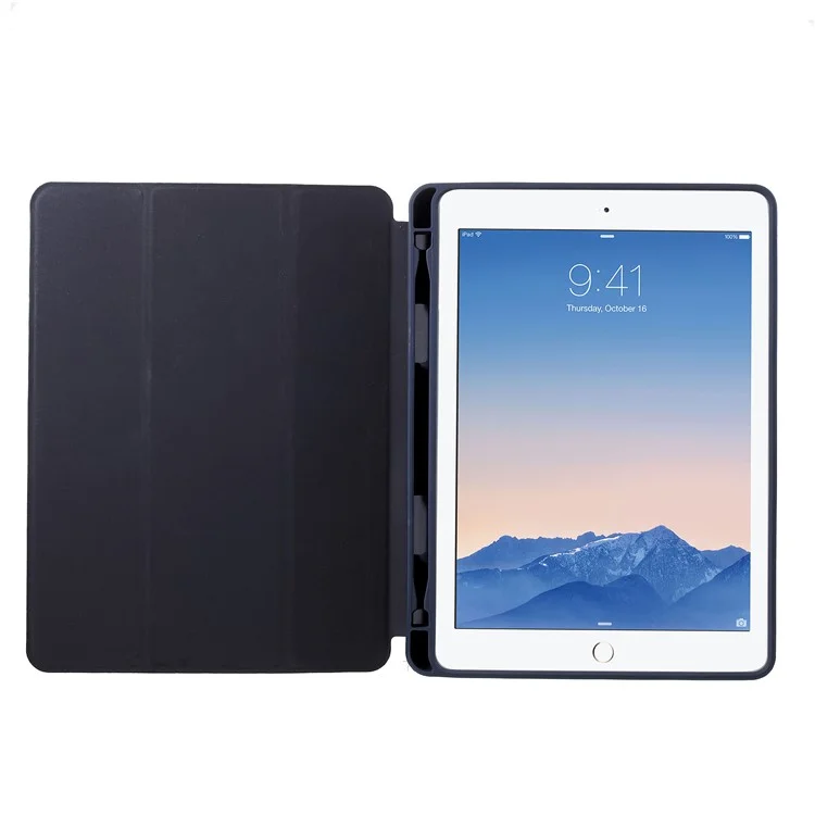 Coffret À Comprimé Smart Tri-pli En Cuir Simple Avant Pour IPad Pro 10,5 Pouces (2017) - Bleu Foncé