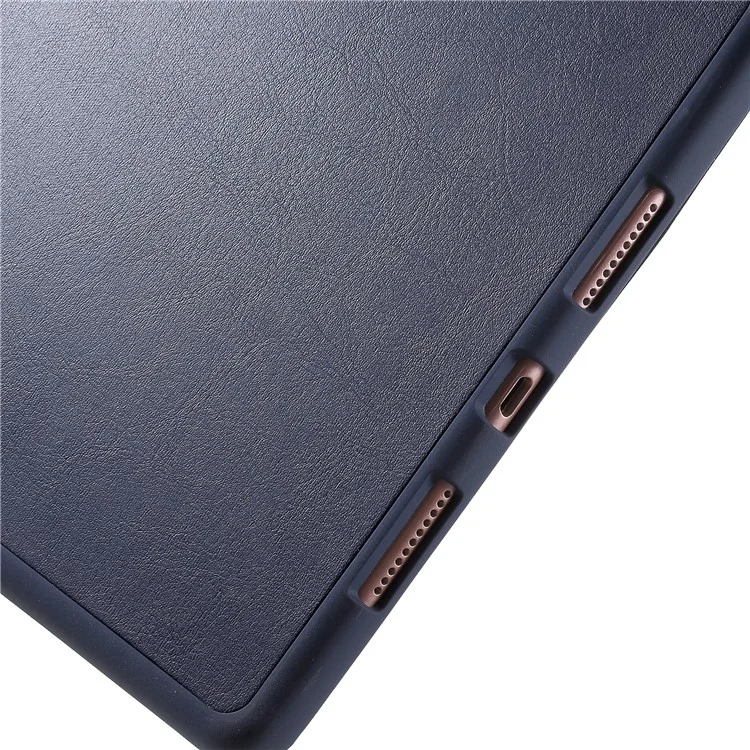 Coffret À Comprimé Smart Tri-pli En Cuir Simple Avant Pour IPad Pro 10,5 Pouces (2017) - Bleu Foncé