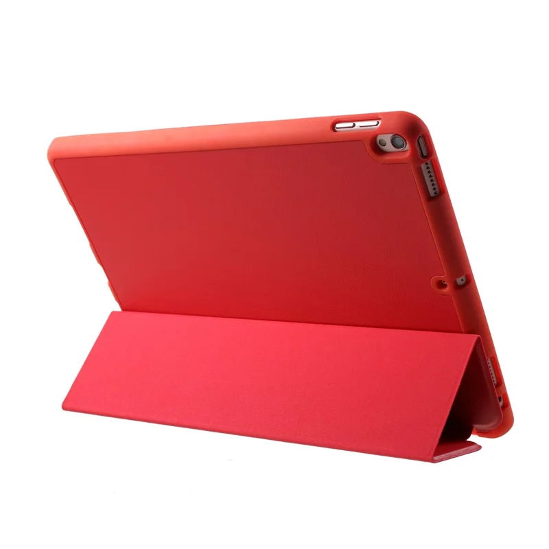 غطاء ذكي من الجلد الأمامي الأحادي بتصميم ثلاثي الطي مع حامل لجهاز iPad Pro 10.5 بوصة (2017) - أحمر