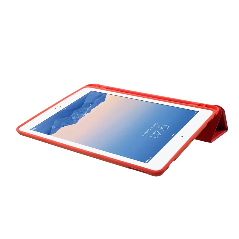 غطاء ذكي من الجلد الأمامي الأحادي بتصميم ثلاثي الطي مع حامل لجهاز iPad Pro 10.5 بوصة (2017) - أحمر
