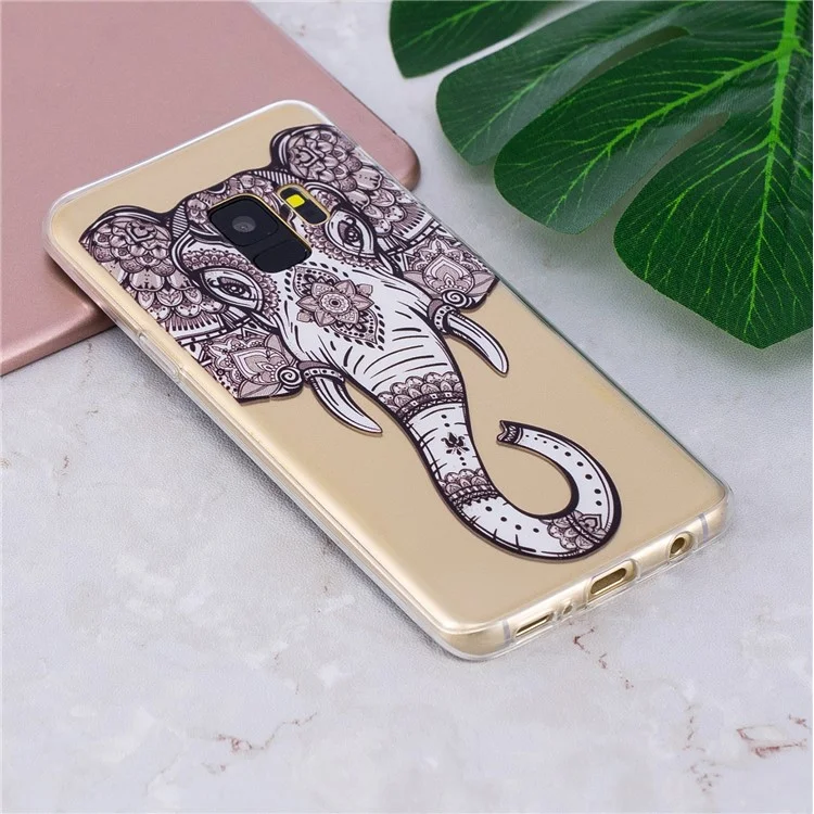 Anti-drop Soft Embossed Patterned TPU Case for Samsung Galaxy S9 SM-G960 - Elephant