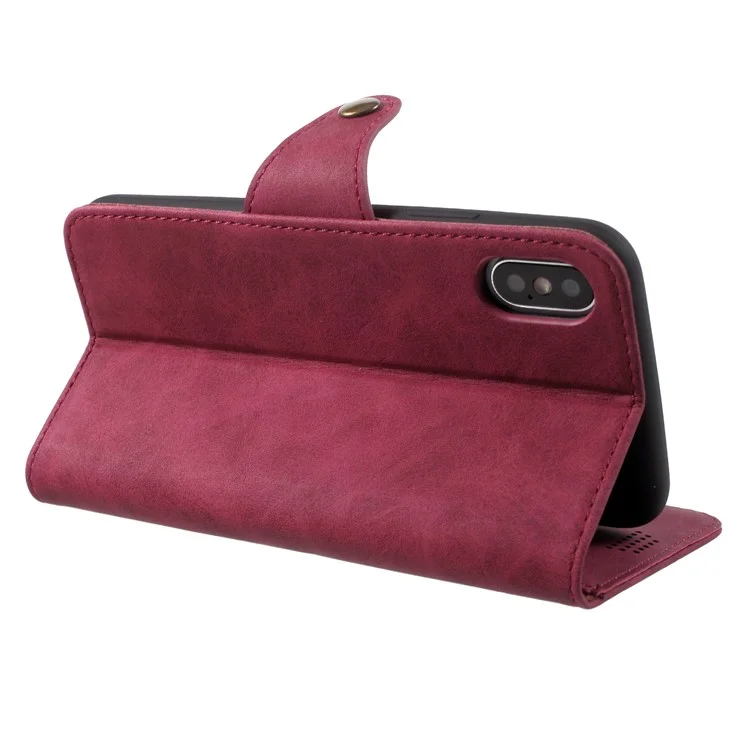 Wallet Leather Stand Case for iPhone X - Red