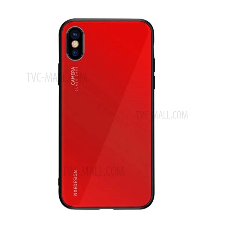 NXE Tempered Glass Back + TPU Hybrid Phone Cover Shell for iPhone X - Red