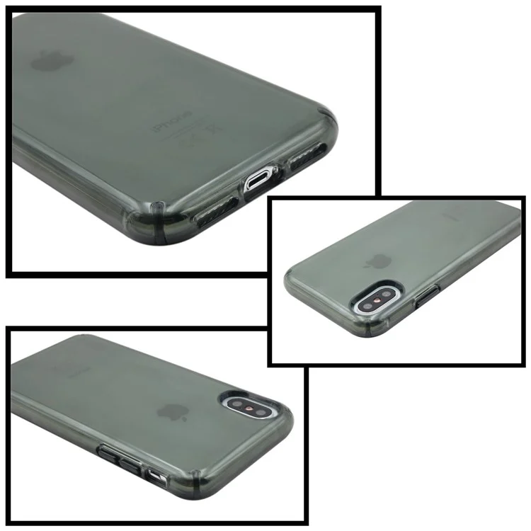 Black - For iPhone X Clear PC TPU Hybrid Mobile Phone Cover Case