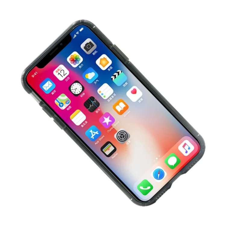 Black - For iPhone X Clear PC TPU Hybrid Mobile Phone Cover Case