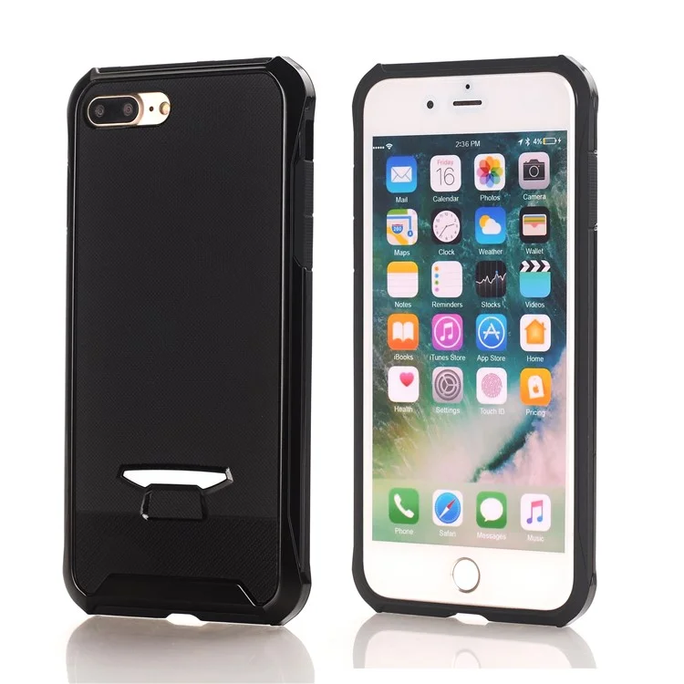 Black - For iPhone 8 Plus / 7 Plus 5.5 inch Granular Texture TPU + PC Combo Cell Phone Case Accessory
