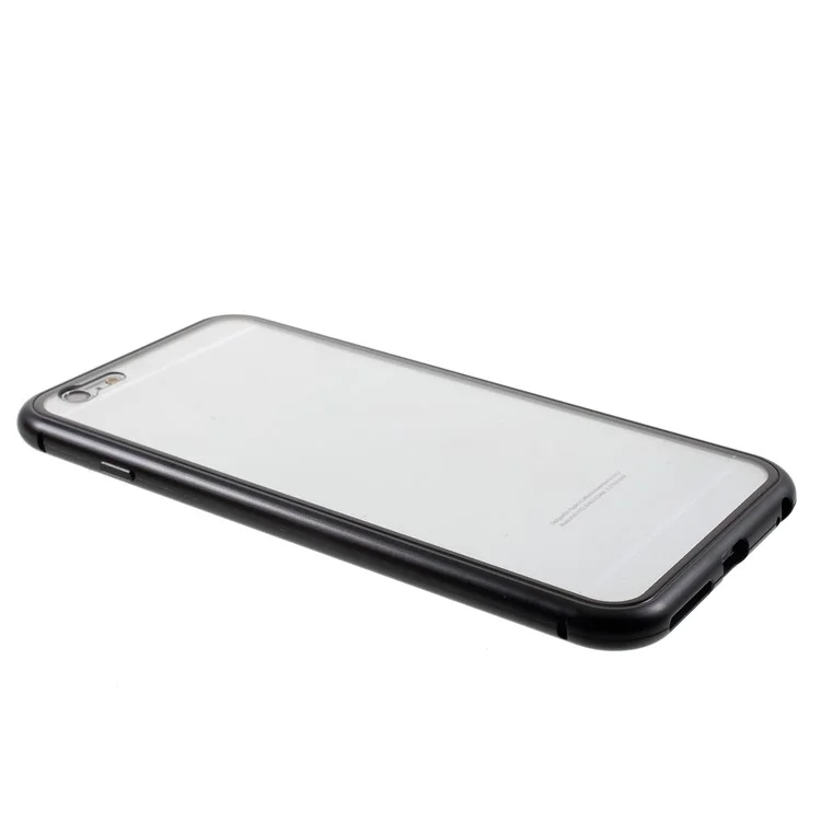 Black - For iPhone 6s / 6 4.7 inch Magnetic Attraction Metal Frame Tempered Glass Cell Phone Case