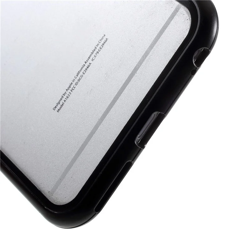 Black - For iPhone 6s / 6 4.7 inch Magnetic Attraction Metal Frame Tempered Glass Cell Phone Case
