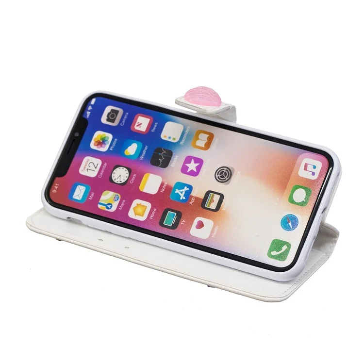 Sea Stars - Rhinestone Decor Wallet Stand Leather Protection Mobile Phone Cover Shell for iPhone X