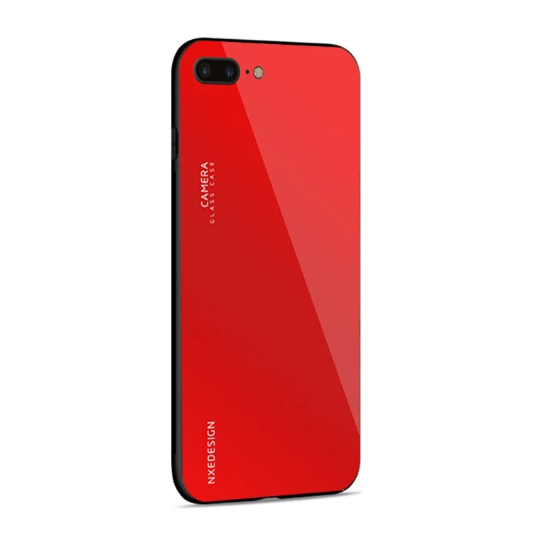 Red - NXE Tempered Glass Back + TPU Hybrid Phone Cover for iPhone 8 Plus / 7 Plus