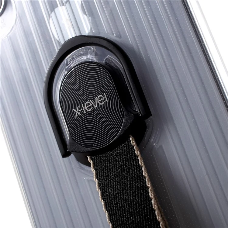 X-LEVEL Finger Ring Kickstand TPU + PC Hybrid Case for iPhone X (Built-in Magnetic Metal Sheet) - Black