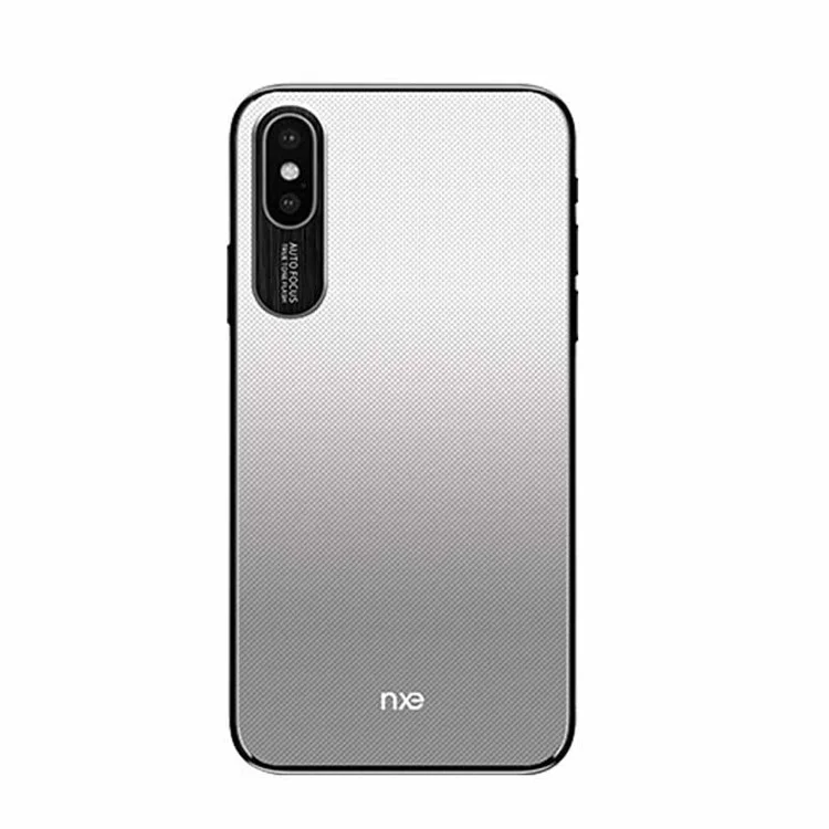 NXE Embossment Hard PC Phone Accessory Case with CNC Metal Rear Camera Lens Ring for iPhone X - Grey