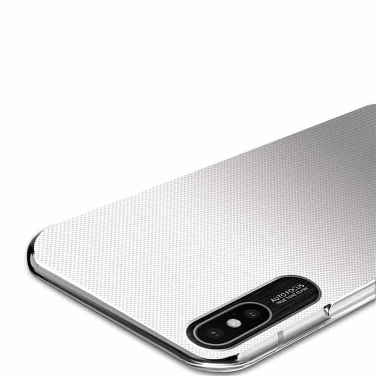 NXE Embossment Hard PC Phone Accessory Case with CNC Metal Rear Camera Lens Ring for iPhone X - Grey