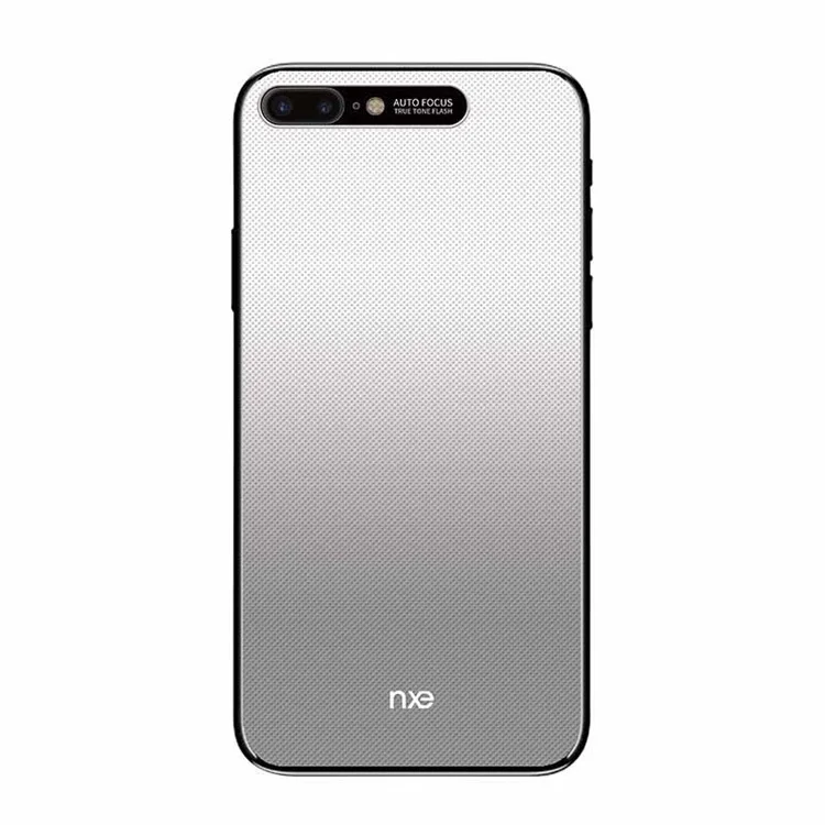 NXE Embossment Hard PC Mobile Accessory Shell with CNC Metal Rear Camera Lens Ring for iPhone 8 Plus / 7 Plus 5.5 inch - Grey
