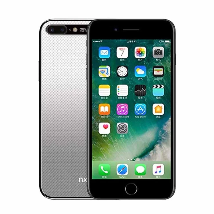 NXE Embossment Hard PC Mobile Accessory Shell with CNC Metal Rear Camera Lens Ring for iPhone 8 Plus / 7 Plus 5.5 inch - Grey