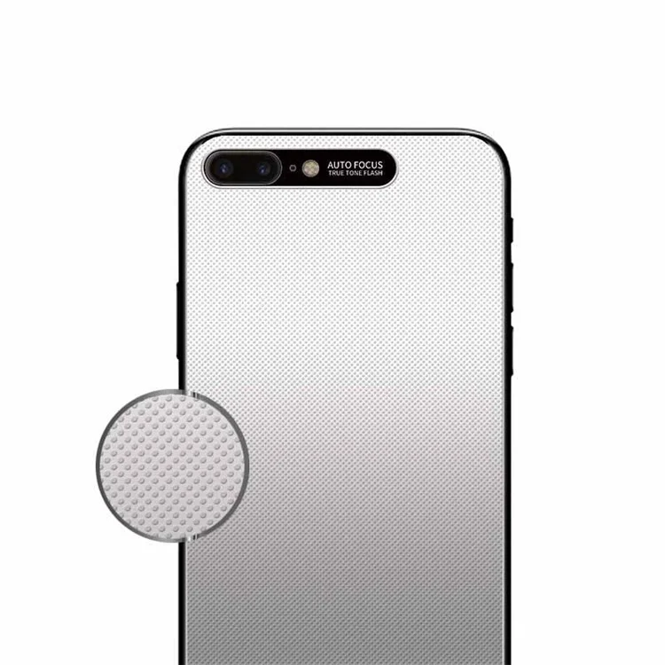 NXE Embossment Hard PC Mobile Accessory Shell with CNC Metal Rear Camera Lens Ring for iPhone 8 Plus / 7 Plus 5.5 inch - Grey