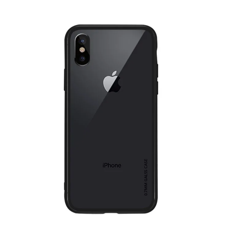 NXE Clear 9H Glass Back + TPU Edge Hybrid Case for iPhone X - Black