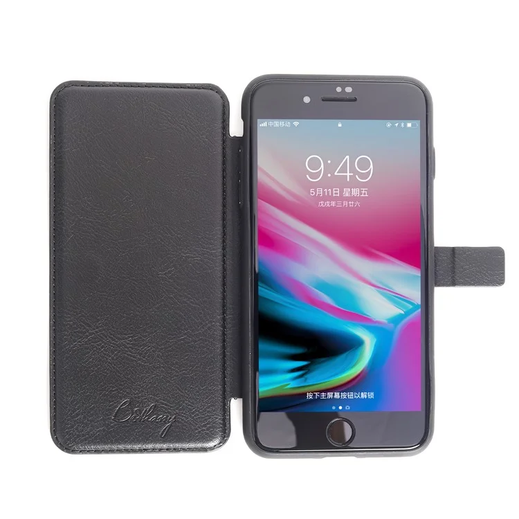MUSUBO Leather Flip Case with Card Slots for iPhone 8 Plus / 7 Plus - Black