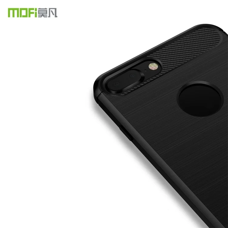 MOFI Para Iphone 8 Plus 5,5 Polegadas Textura de Fibra de Carbono TPU Escovado Tampa do Telefone TPU - Preto