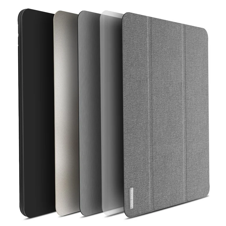 DUX DUCIS DOMO Series Tri-fold Stand Folio Smart Cloth Texture PU Leather Case with Pencil Holder for iPad Pro 12.9 (2017) - Grey