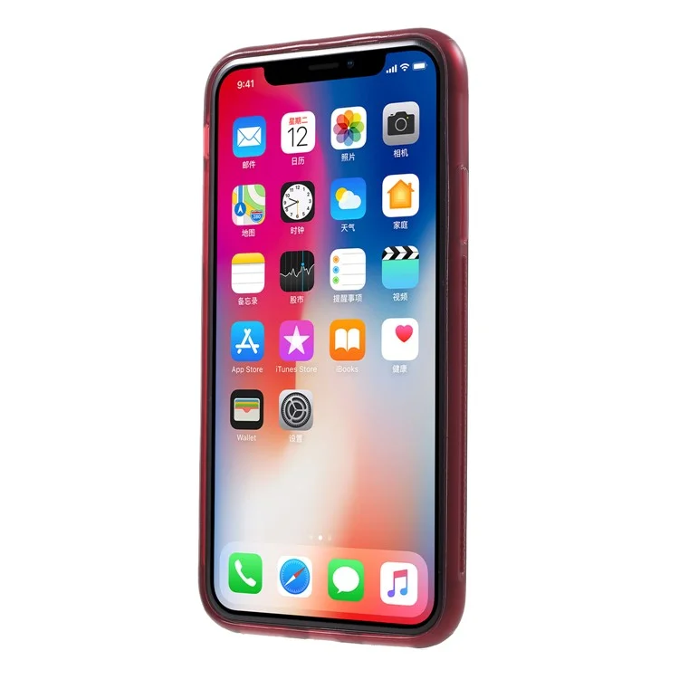 ROAR KOREA Aura Series TPU Case with PU Leather Kickstand for iPhone X - Red