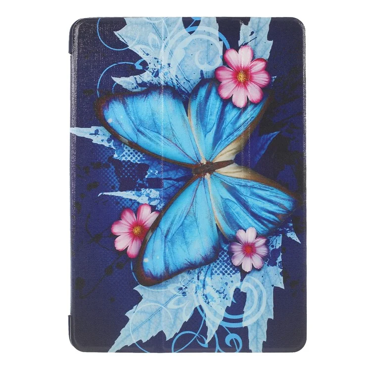 Estuche de Cuero de Stand Tri-pliegue Para Ipad de 9.7 Pulgadas (2018) /9.7 Pulgadas (2017)/Air 2/Air - Mariposa y Flor