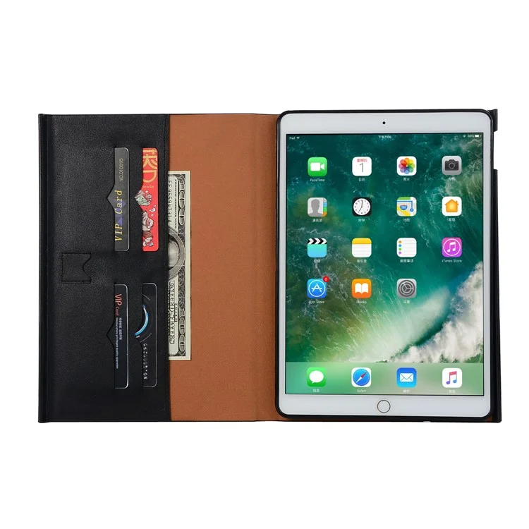 Business Style Auto-wake/sleep PU Leather Stand Wallet Case for iPad 9.7-inch (2018)/9.7-inch (2017) - Black