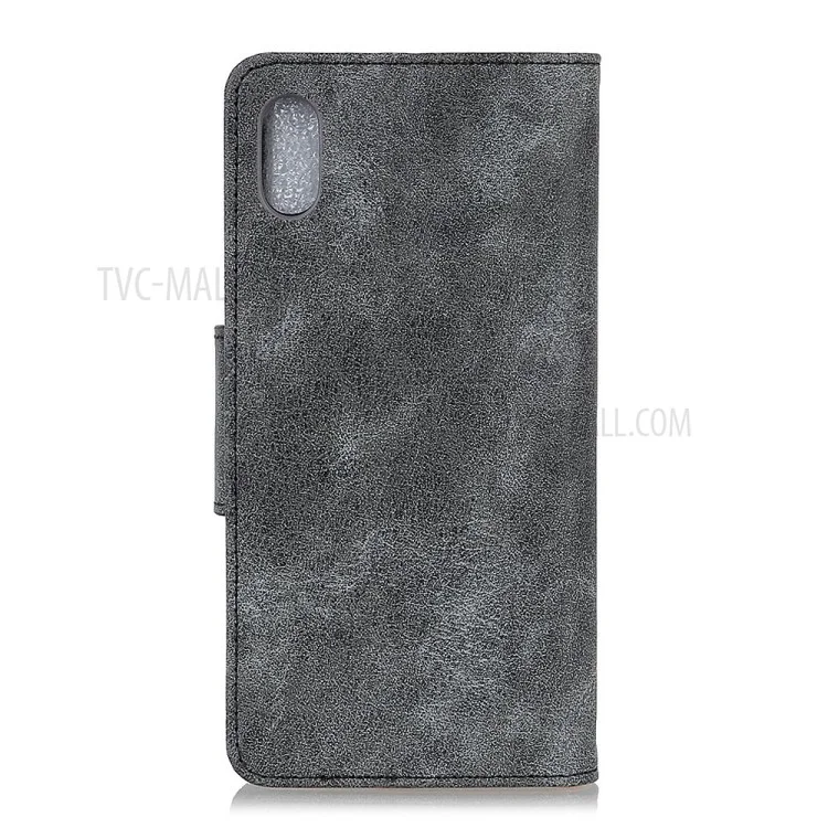 Vintage Style Split Leather Wallet Cell Phone Case for iPhone 9 - Grey