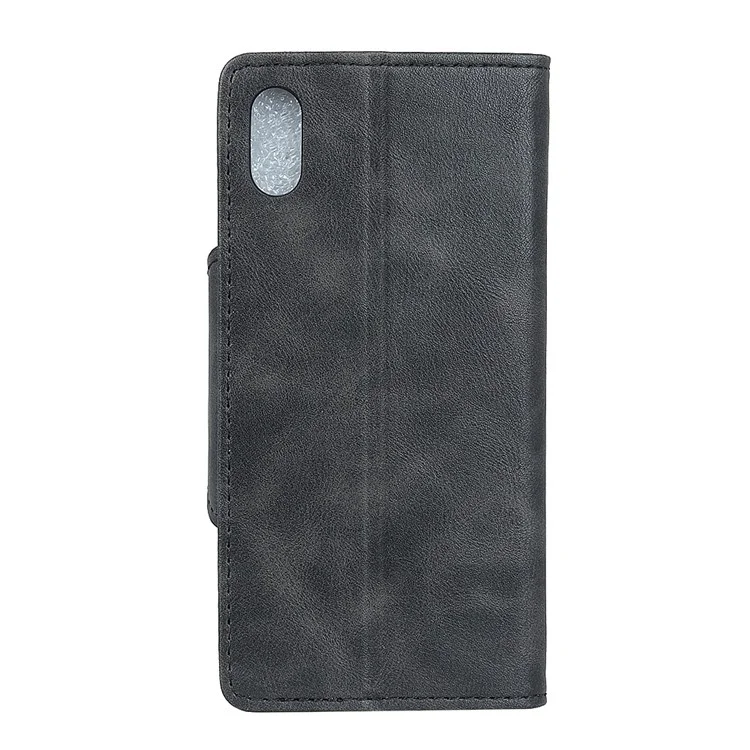 PU Leather Folio Flip Stand Wallet Phone Case for iPhone 9 - Black